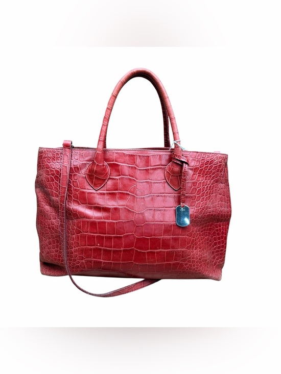 Furla Handbags - FURLA Red Croc-Embossed Leather Tote Bag